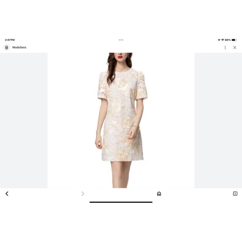 Burryco Floral Lace Midi Dress Ivory NWT Size 8 Cocktail Eveningwear